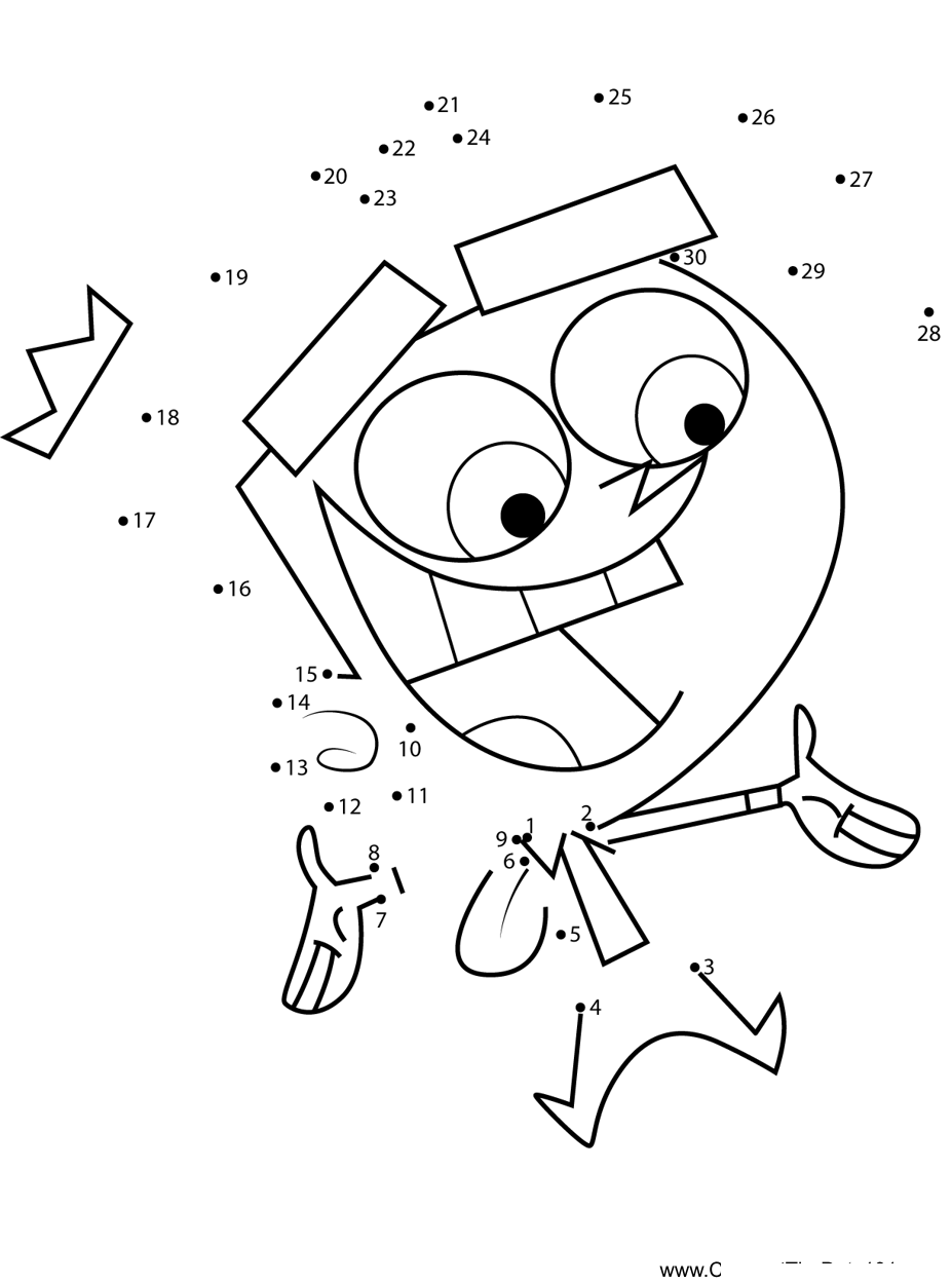 Cosmo-Fairly-Odd-Parents printable dot to dot worksheet