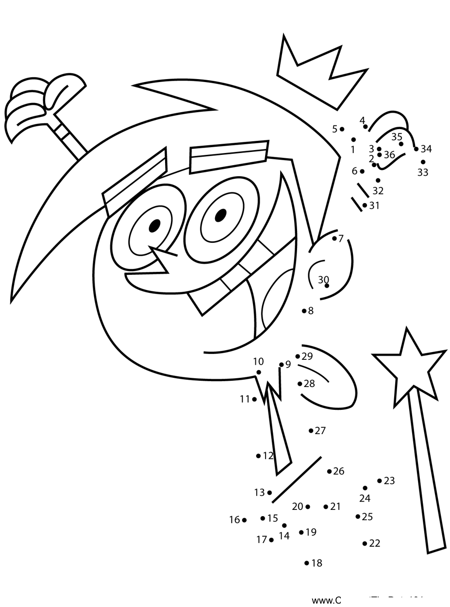 Cosmo-Jumping-Fairly-Odd-Parents printable dot to dot worksheet