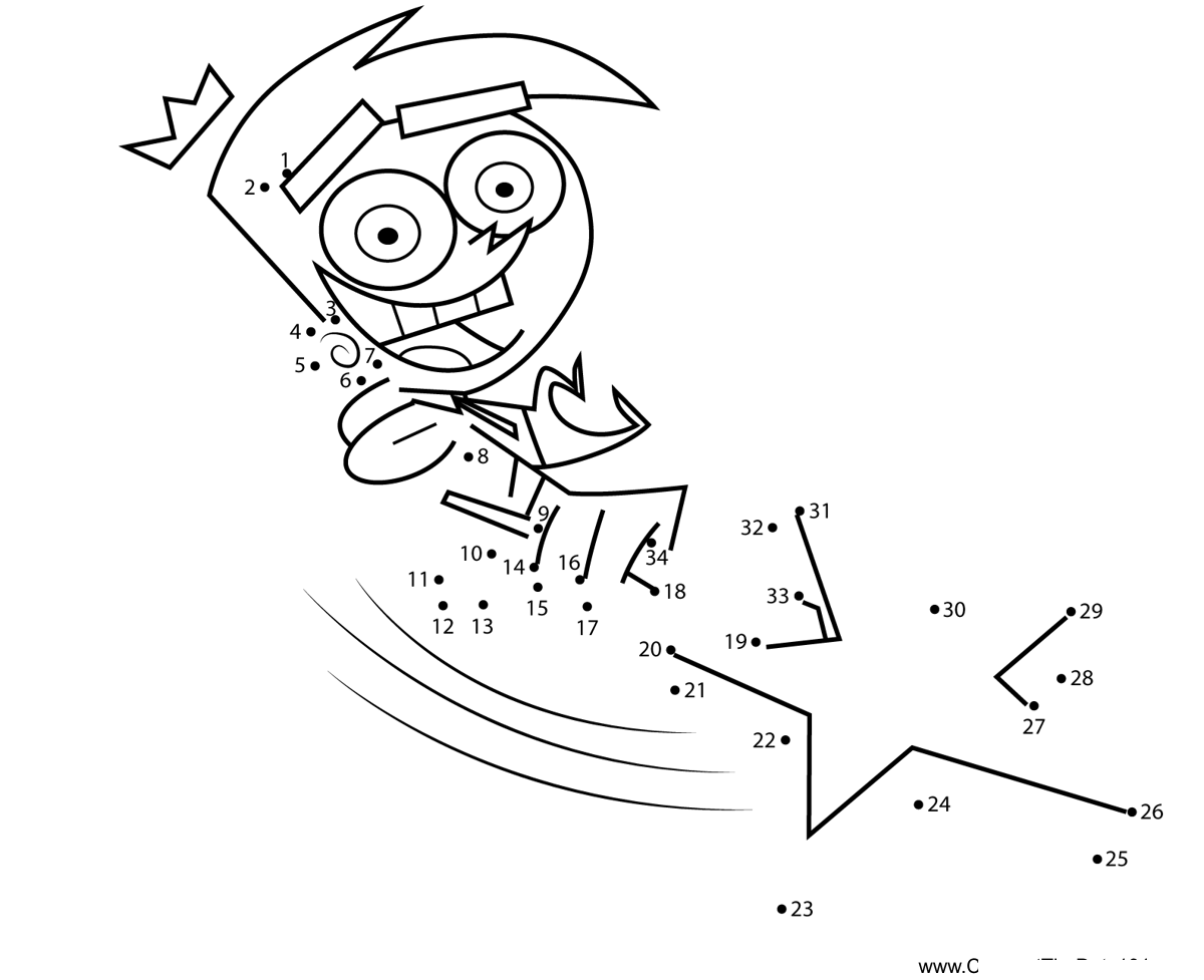 Cosmo-Wand-Waving-Fairly-Odd-Parents printable dot to dot worksheet