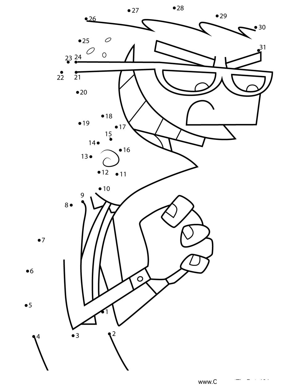 Denzel-Crocker-Fairly-Odd-Parents printable dot to dot worksheet