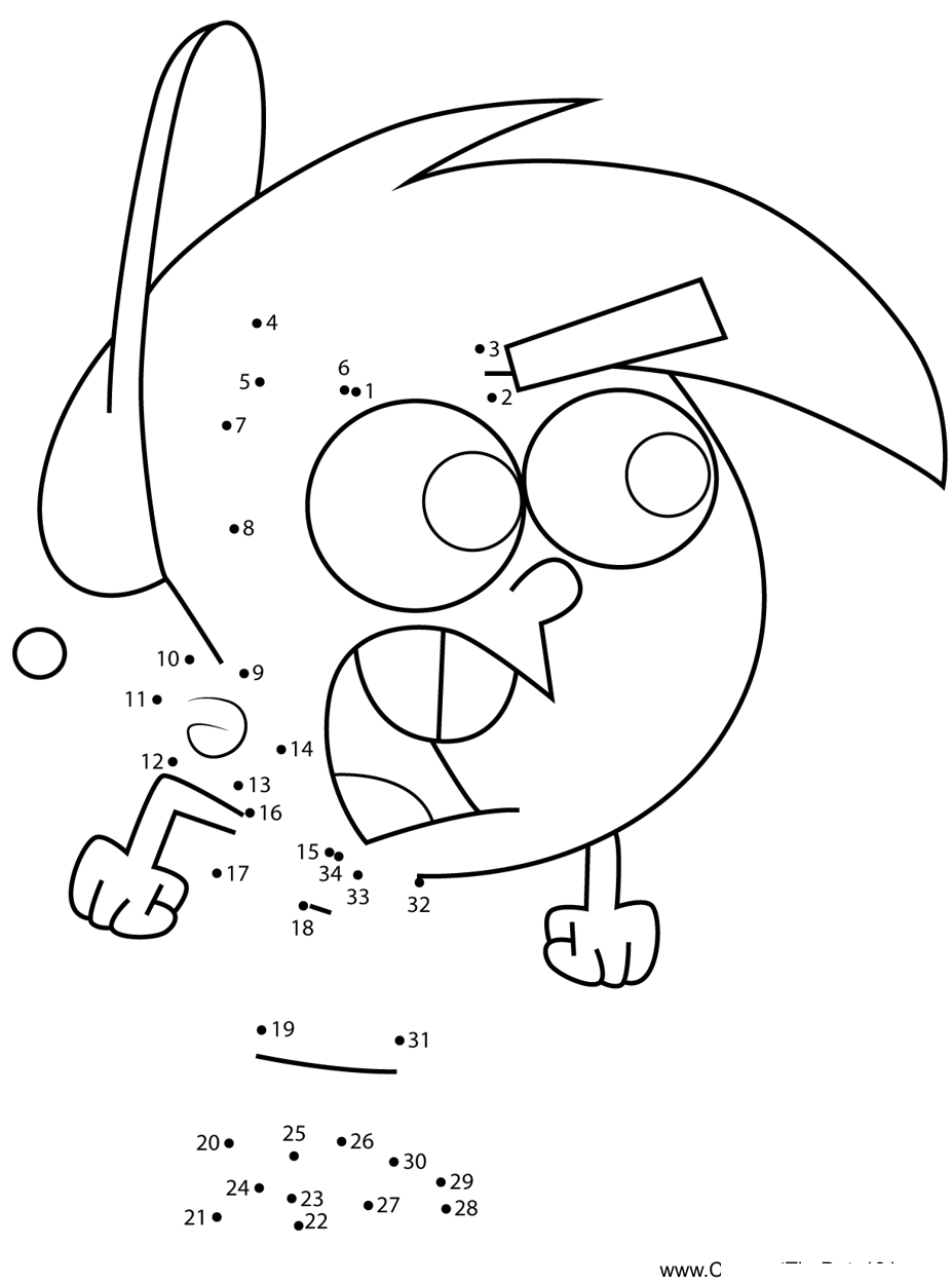 Mad-Timmy-Turner-Fairly-Odd-Parents printable dot to dot worksheet