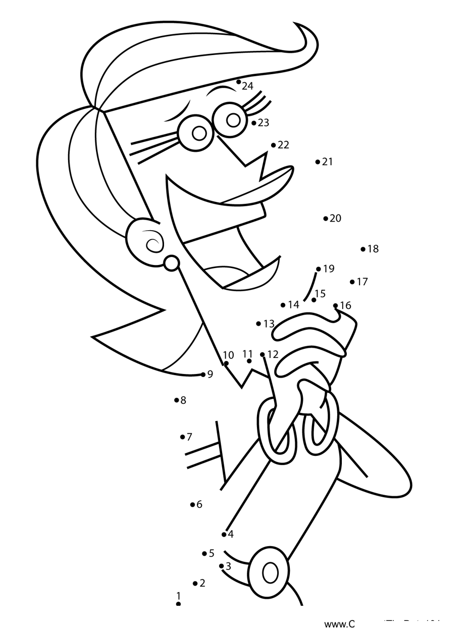 Mrs-Turner-Happy-Fairly-Odd-Parents printable dot to dot worksheet