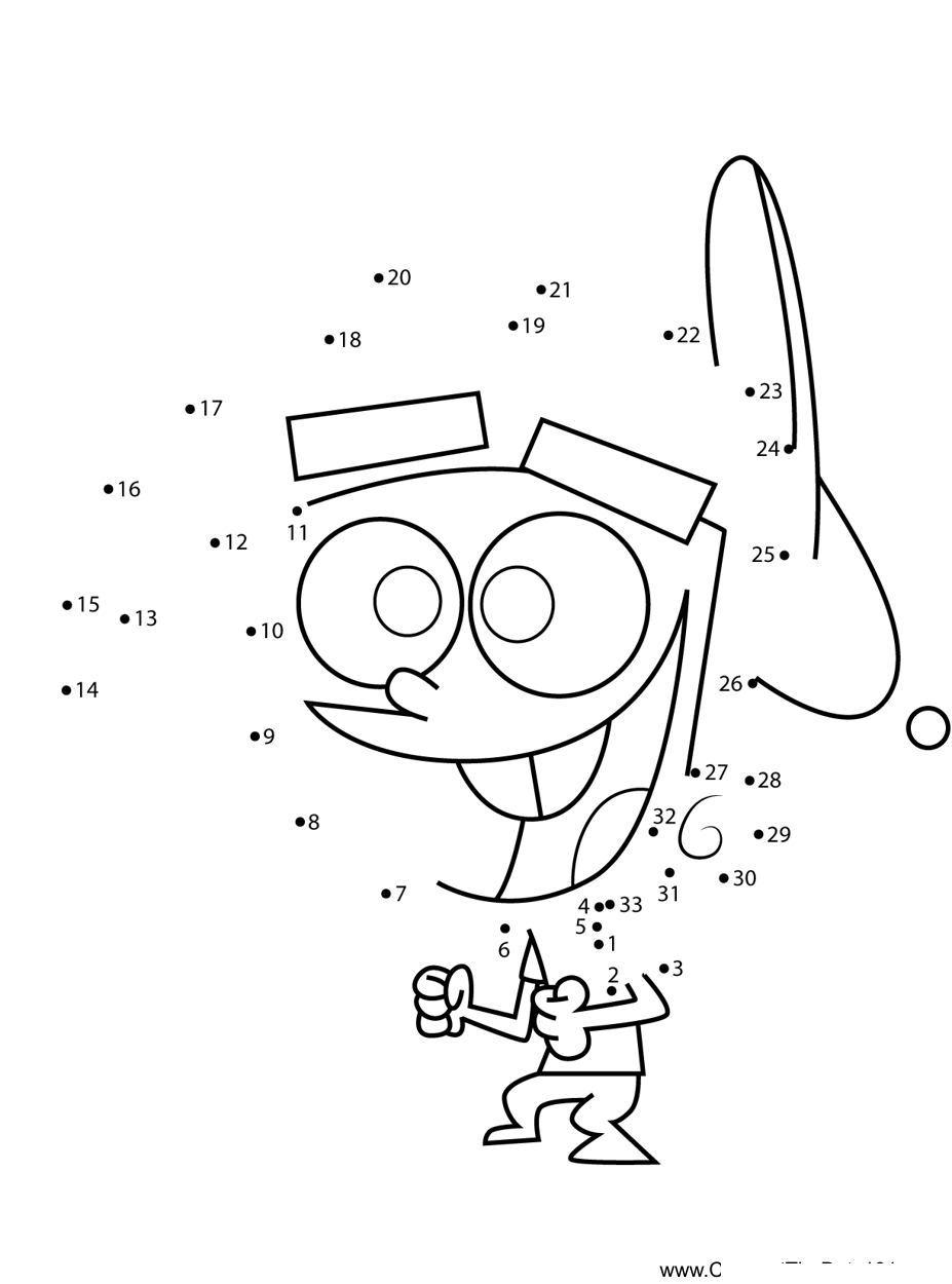 Timmy-Turner-Excited-Fairly-Odd-Parents dot to dot worksheets