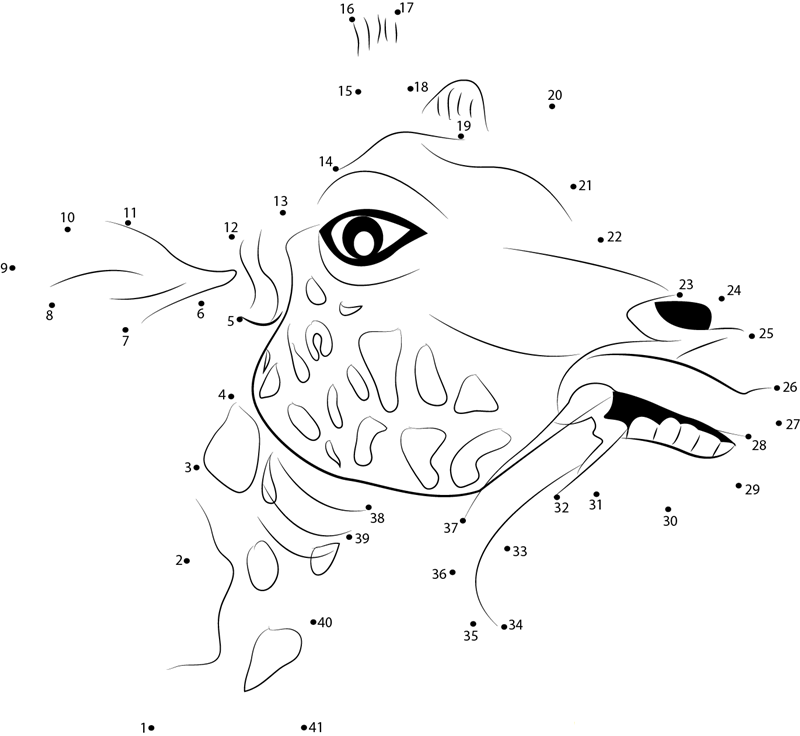 Giraffe Funny Face printable dot to dot worksheet