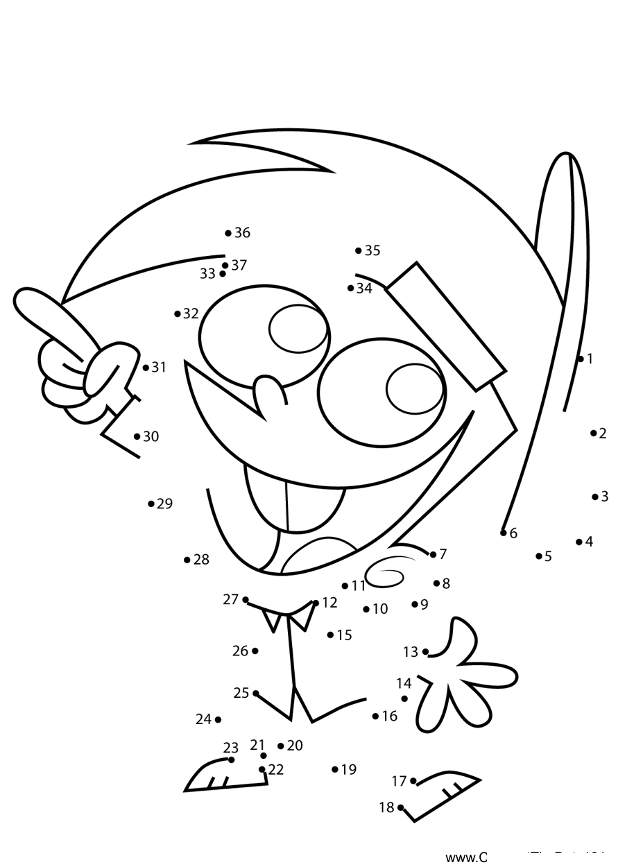 Timmy-Turner-In-Pajamas-Fairly-Odd-Parents printable dot to dot worksheet