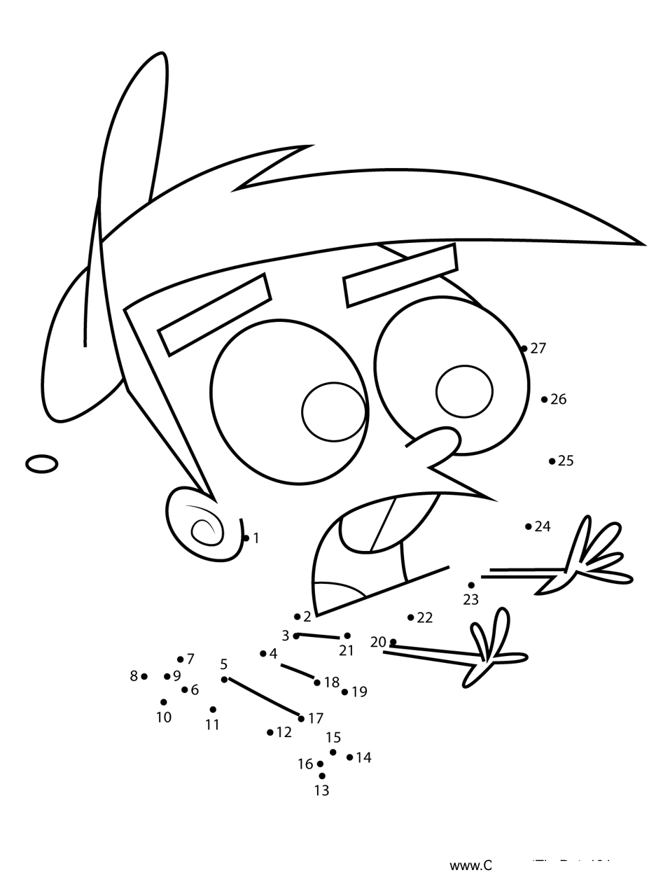 Timmy-Turner-Running-Fairly-Odd-Parents printable dot to dot worksheet