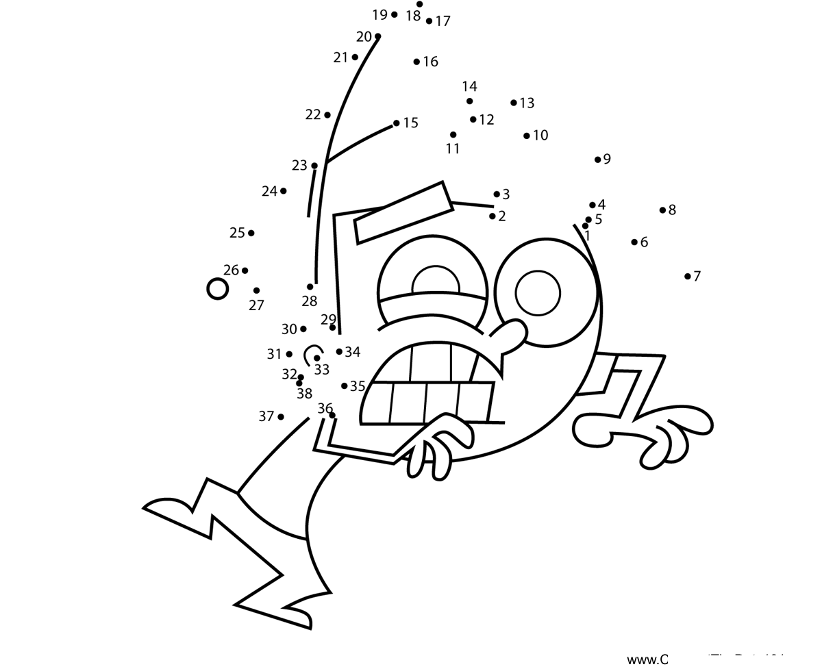 Timmy-Turner-Terrified-Fairly-Odd-Parents printable dot to dot worksheet