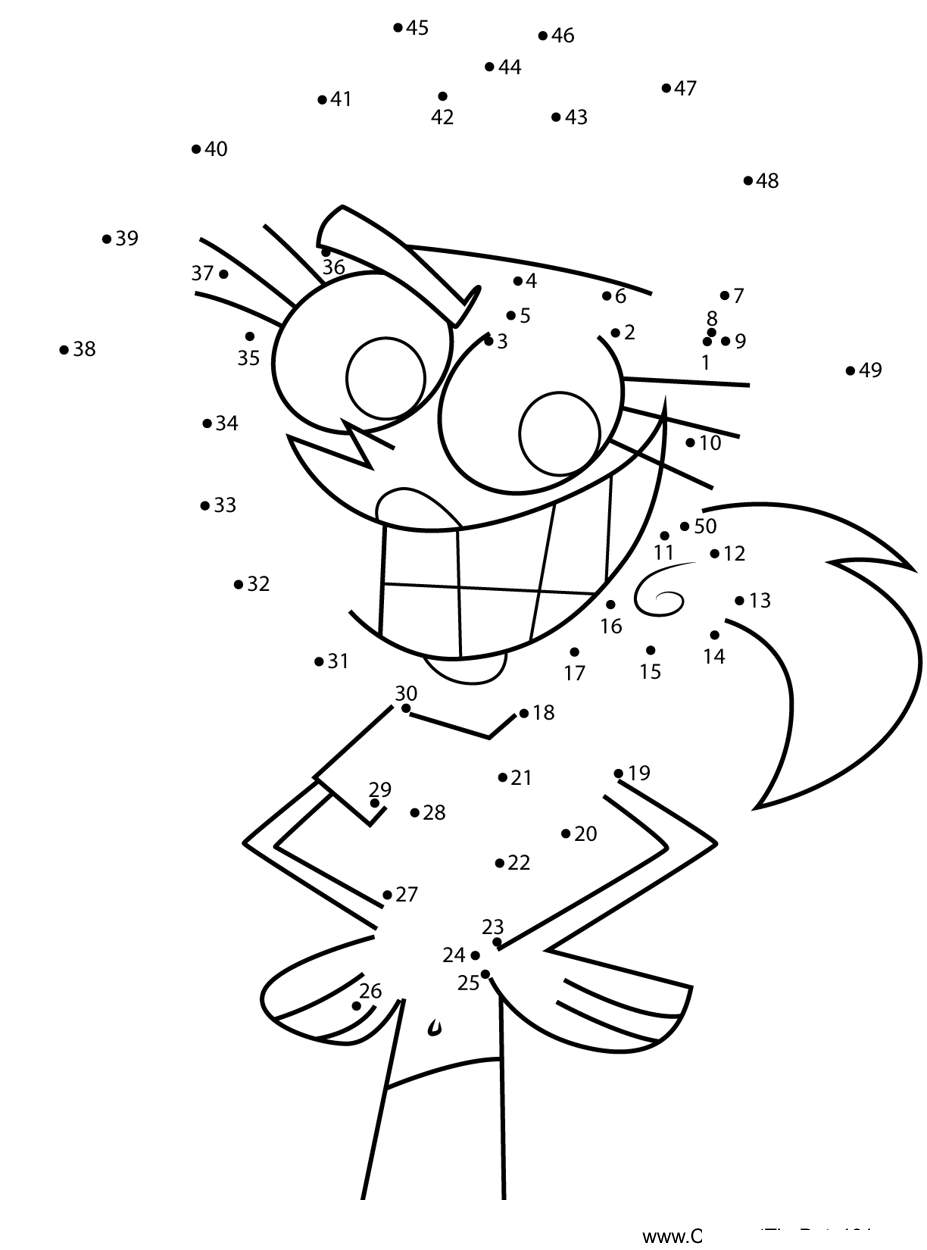 Vicky-Fairly-Odd-Parents printable dot to dot worksheet