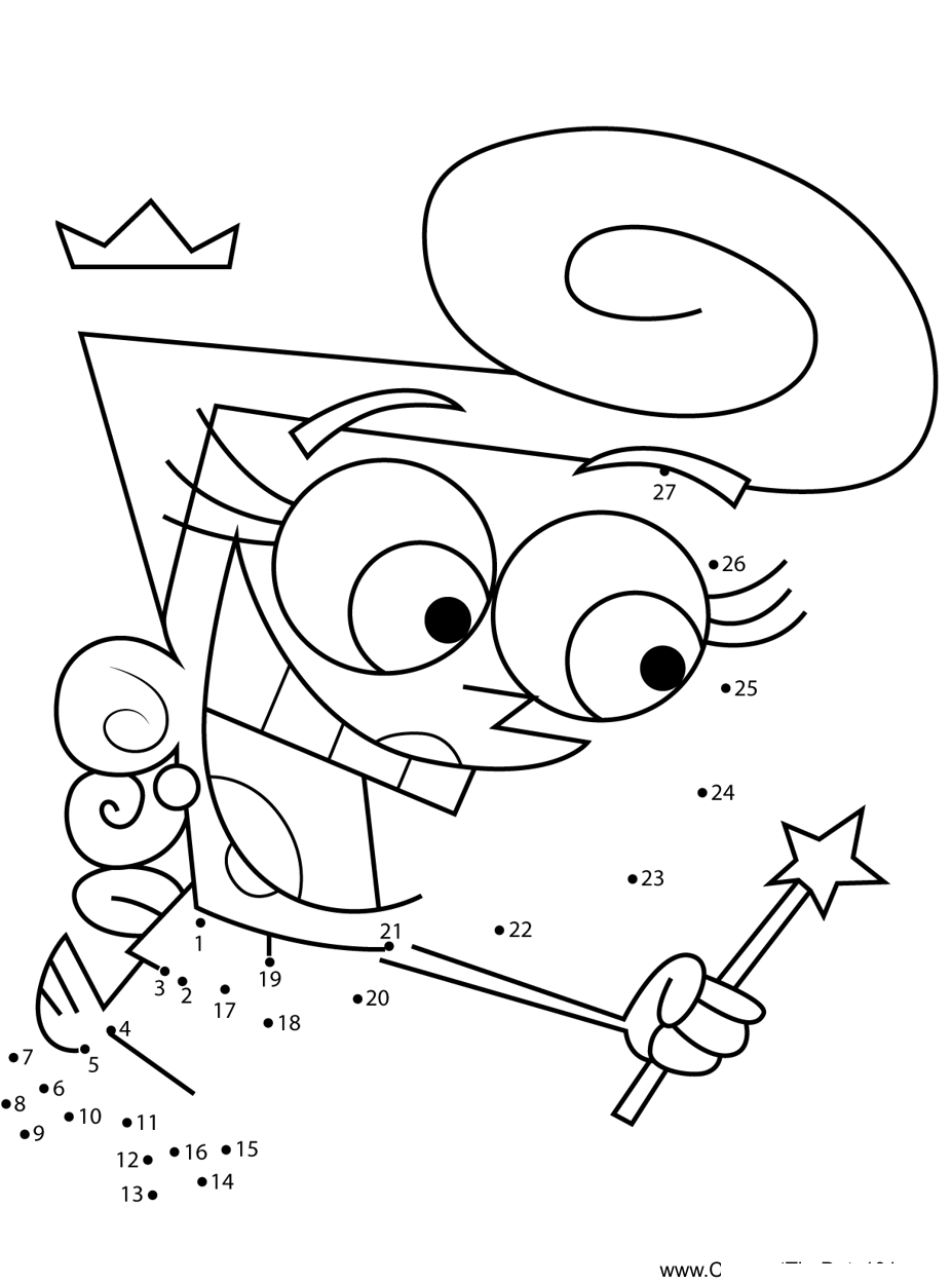 Wanda-Fairly-Odd-Parents printable dot to dot worksheet