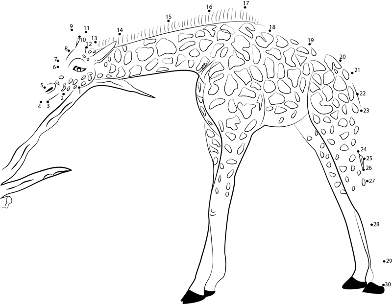 Giraffe Relaxing printable dot to dot worksheet