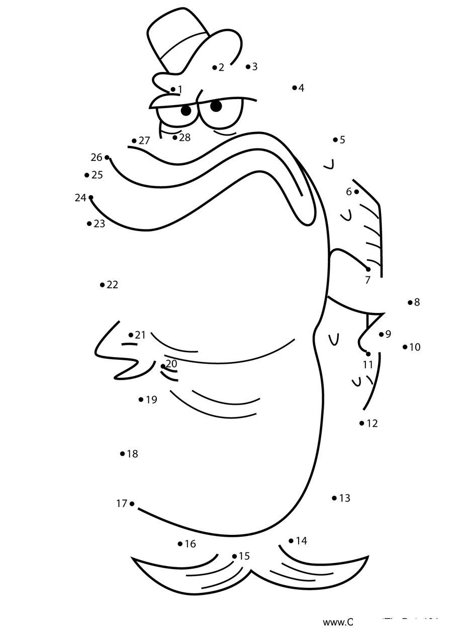 Albert-The-Foul-Mouth-Bass-The-Ren--Stimpy-Show printable dot to dot worksheet