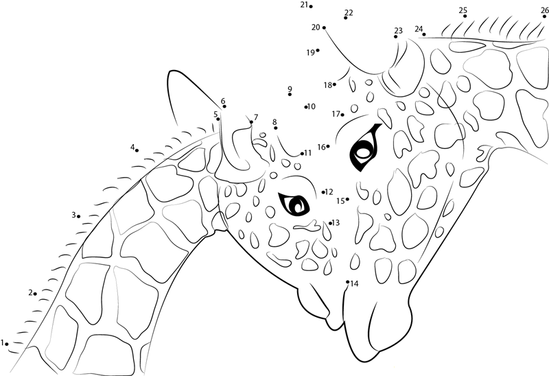 Mother And Baby Giraffe dot to dot worksheets