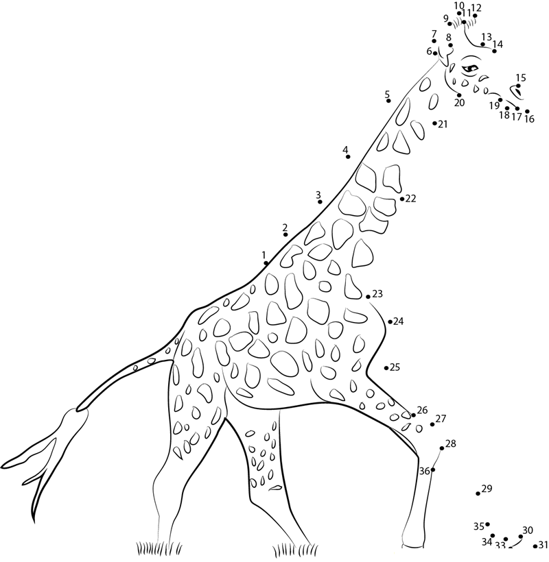 Running Giraffe printable dot to dot worksheet