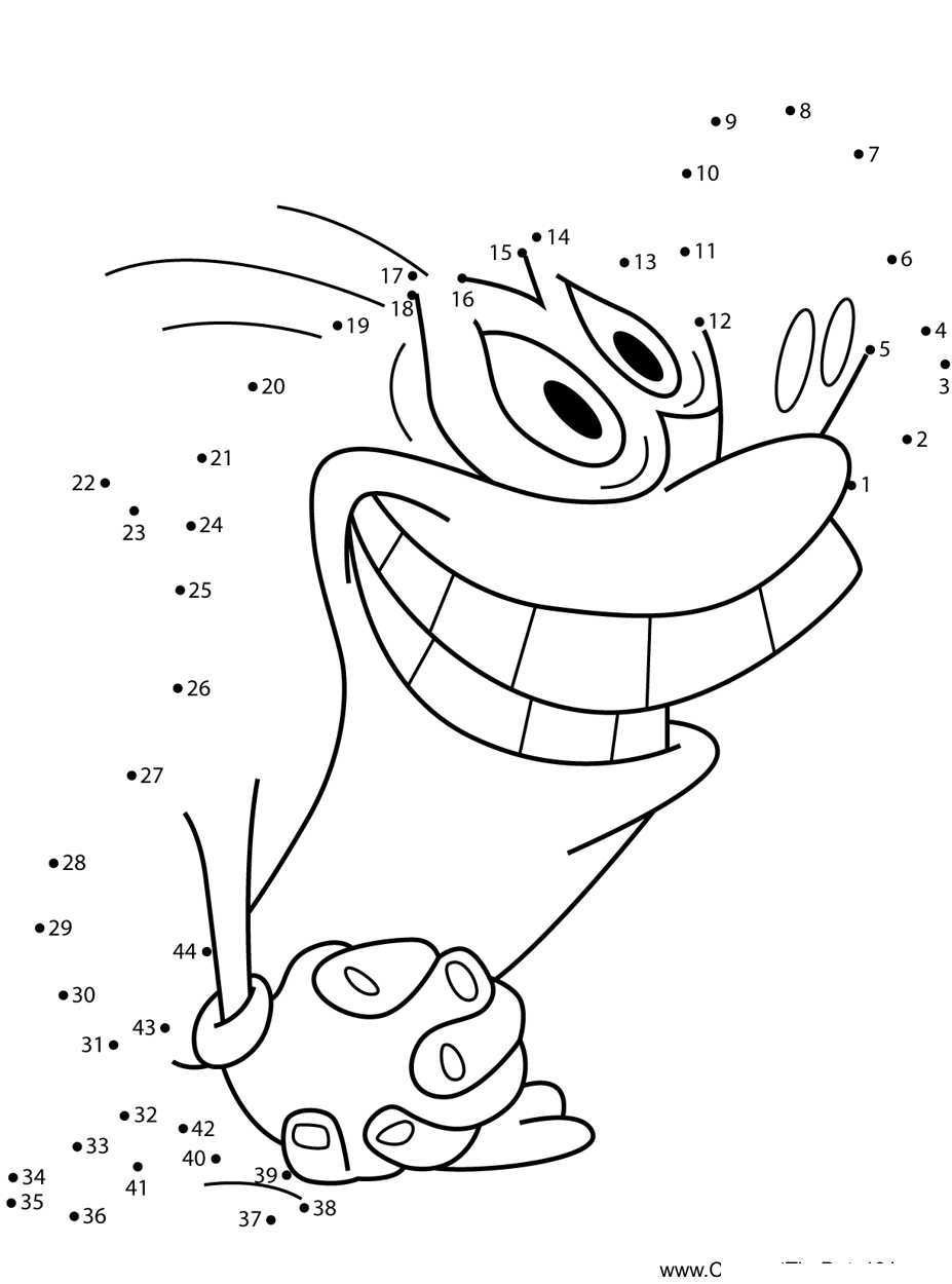 Stimpy-Excited-The-Ren--Stimpy-Show printable dot to dot worksheet