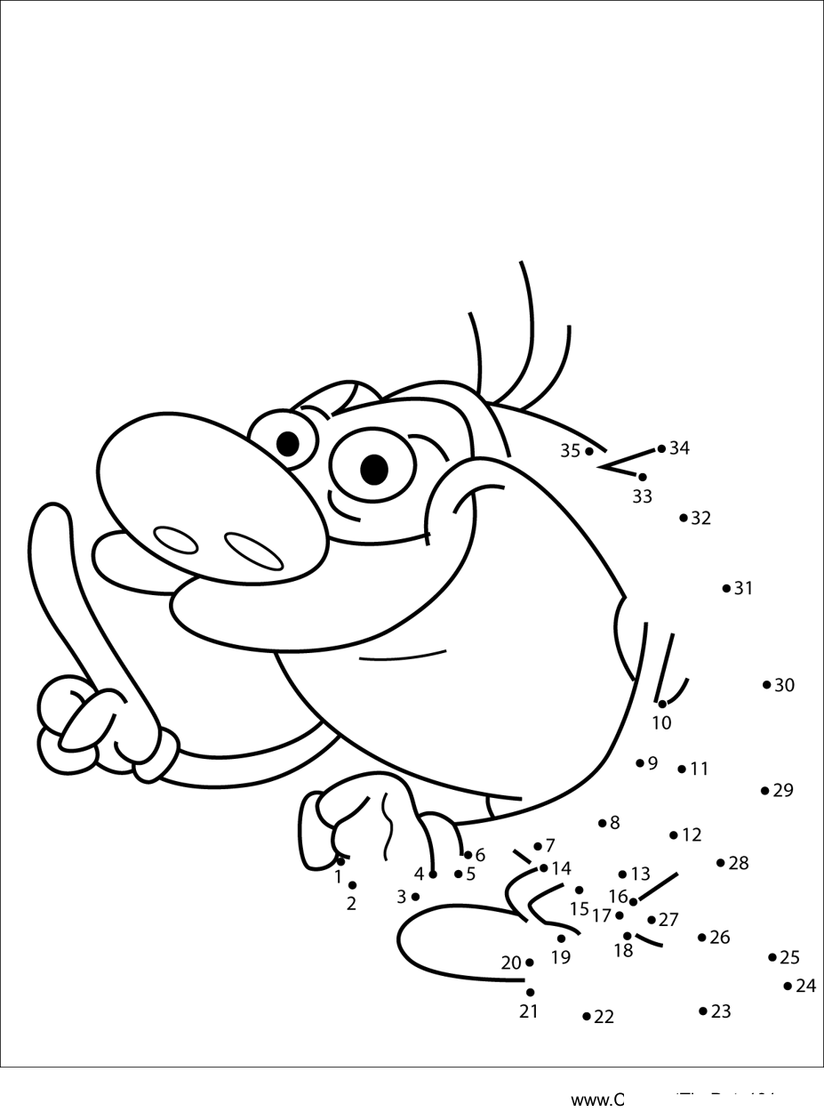 Stimpy-Explaining-The-Ren--Stimpy-Show printable dot to dot worksheet