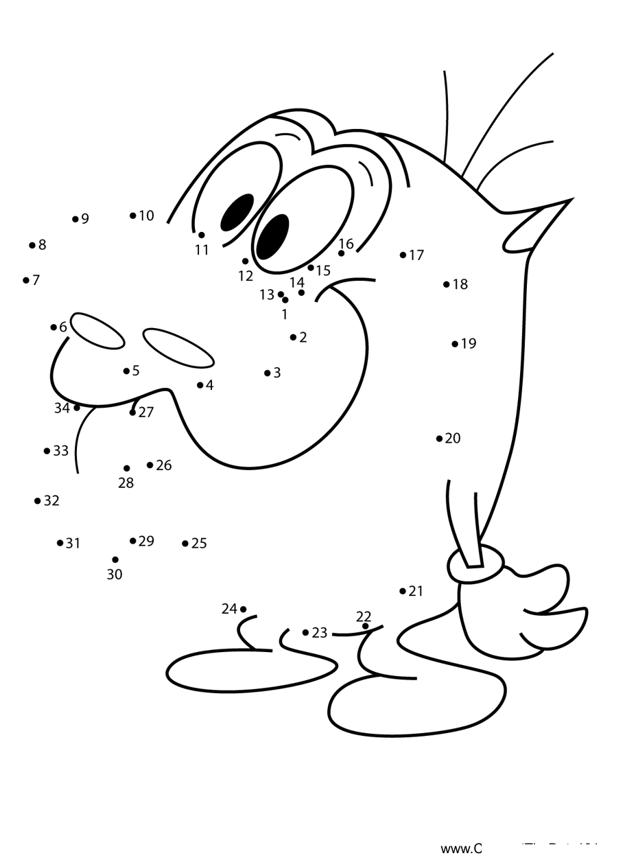 Stimpy-J-Cat-The-Ren--Stimpy-Show printable dot to dot worksheet