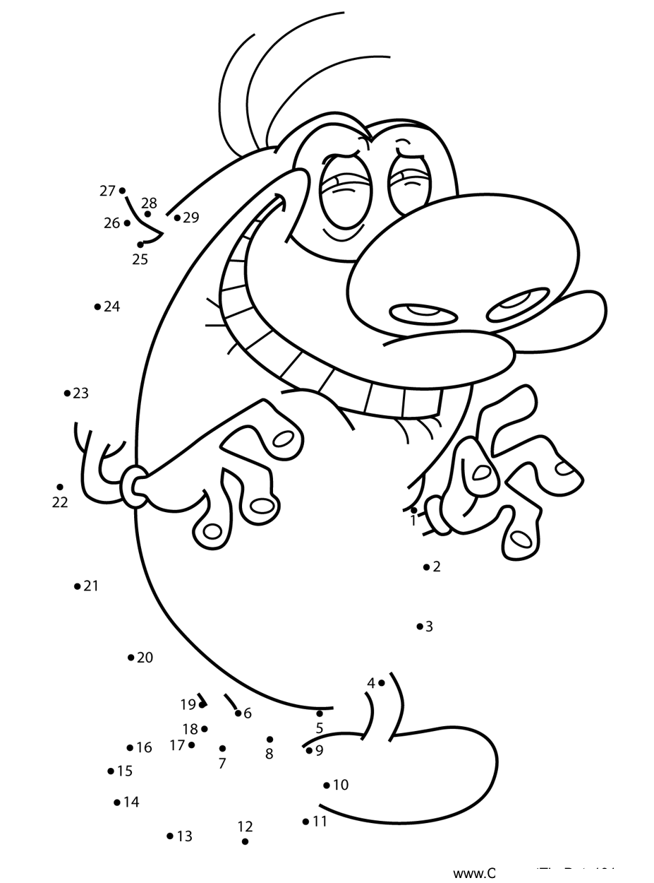 Stimpy-Smiling-The-Ren--Stimpy-Show printable dot to dot worksheet