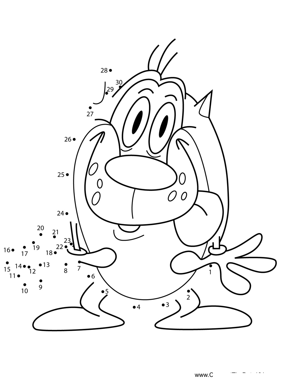 Stimpy-The-Ren--Stimpy-Show printable dot to dot worksheet