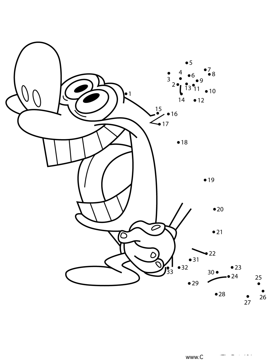 Stimpy-Wearing-Party-Hat-The-Ren--Stimpy-Show printable dot to dot worksheet