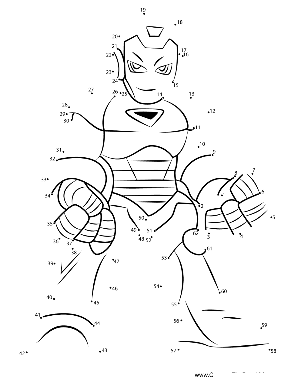 Iron-Man-The-Super-Hero-Squad-Show printable dot to dot worksheet