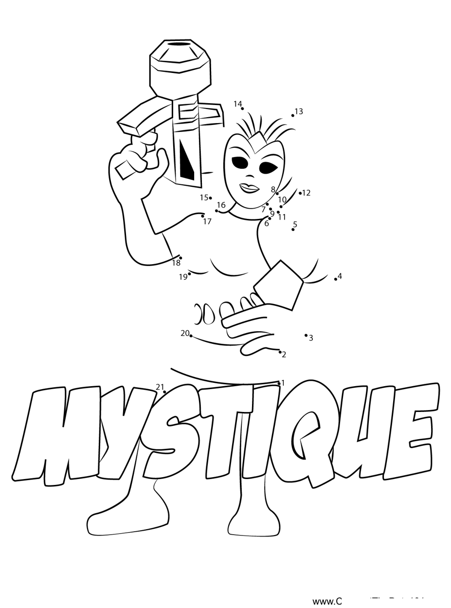 Mystique-The-Super-Hero-Squad-Show printable dot to dot worksheet