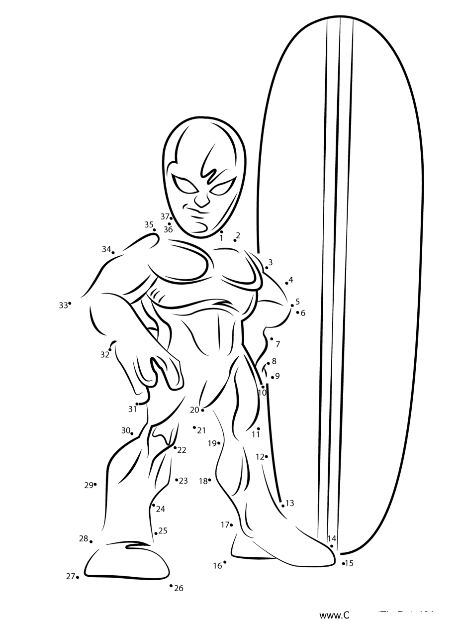 Silver-Surfer-The-Super-Hero-Squad-Show printable dot to dot worksheet