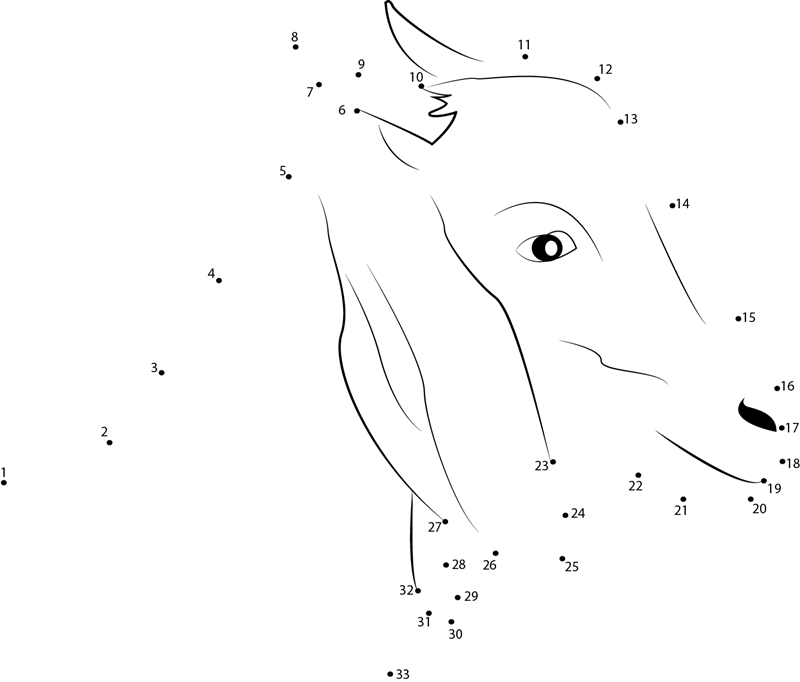 Goat Face dot to dot worksheets