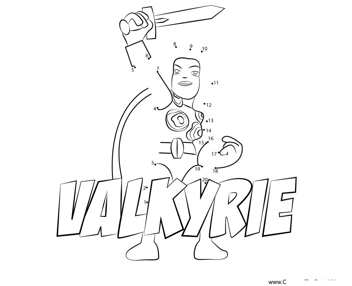 Valkyrie-The-Super-Hero-Squad-Show printable dot to dot worksheet