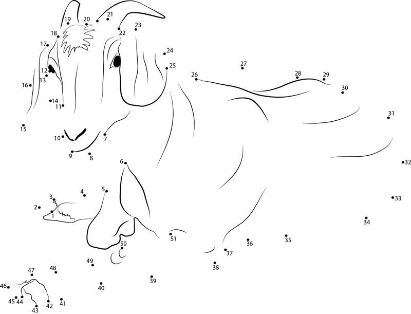 Goat Relaxing printable dot to dot worksheet