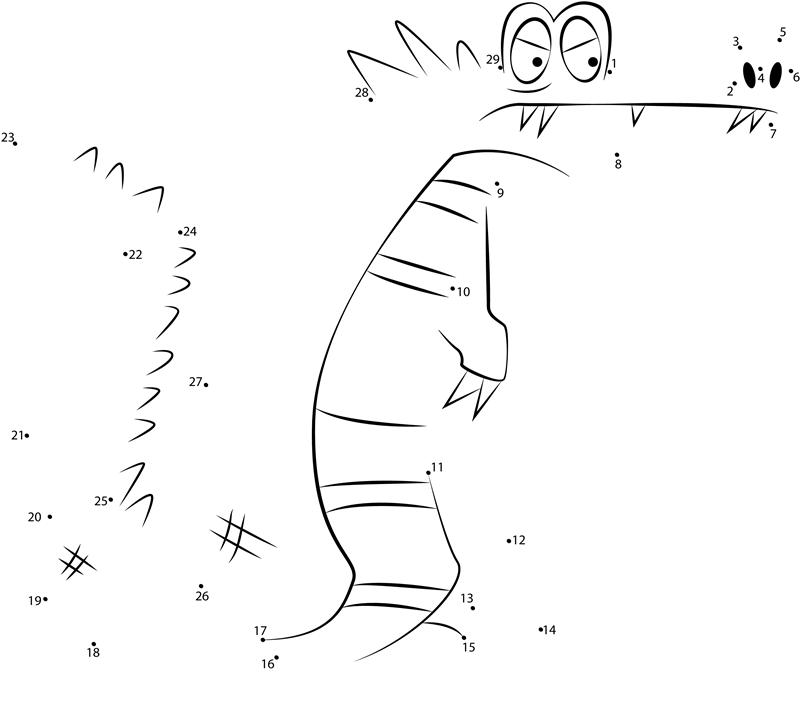 Alligator-From-Total-Drama-Dot-To-Dot printable dot to dot worksheet