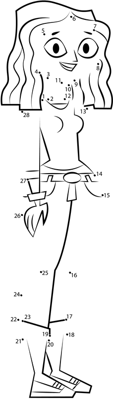 Carrie-From-Total-Drama-Dot-To-Dot printable dot to dot worksheet