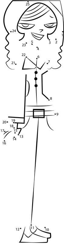Cloie-From-Total-Drama-Island-Dot-To-Dot printable dot to dot worksheet
