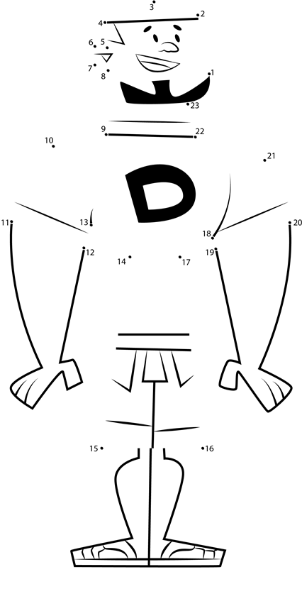 Dj-From-Total-Drama-Island-Dot-To-Dot printable dot to dot worksheet