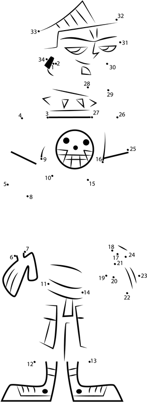 Duncan-From-Total-Drama-Island-Dot-To-Dot printable dot to dot worksheet