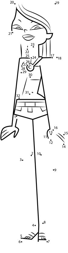 Heather-From-Total-Drama-Island-Dot-To-Dot printable dot to dot worksheet