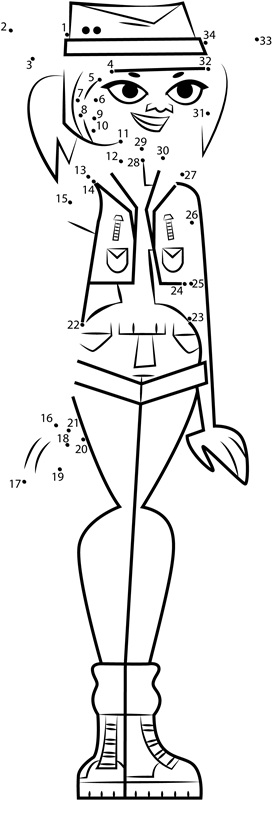 Jasmine-From-Total-Drama-Dot-To-Dot printable dot to dot worksheet