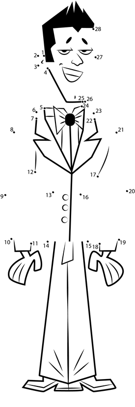 Josh-From-Total-Drama-Dot-To-Dot printable dot to dot worksheet