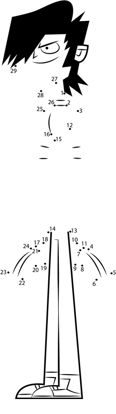 Mal-From-Total-Drama-Dot-To-Dot printable dot to dot worksheet