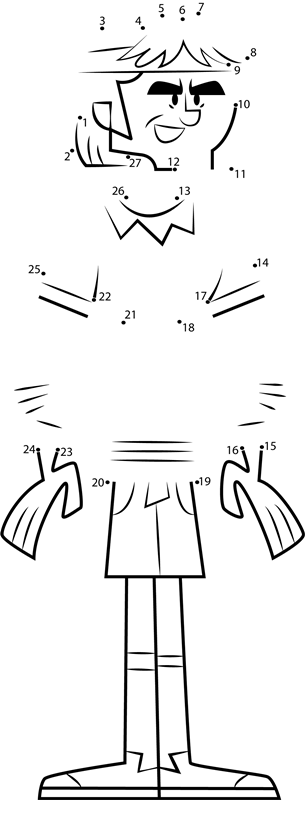 Pete-From-Total-Drama-Dot-To-Dot printable dot to dot worksheet