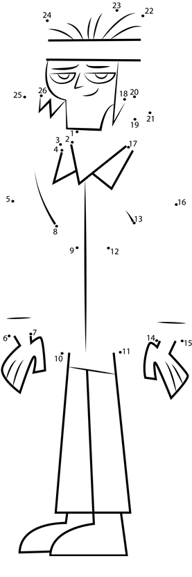 Tyler-From-Total-Drama-Island-Dot-To-Dot printable dot to dot worksheet