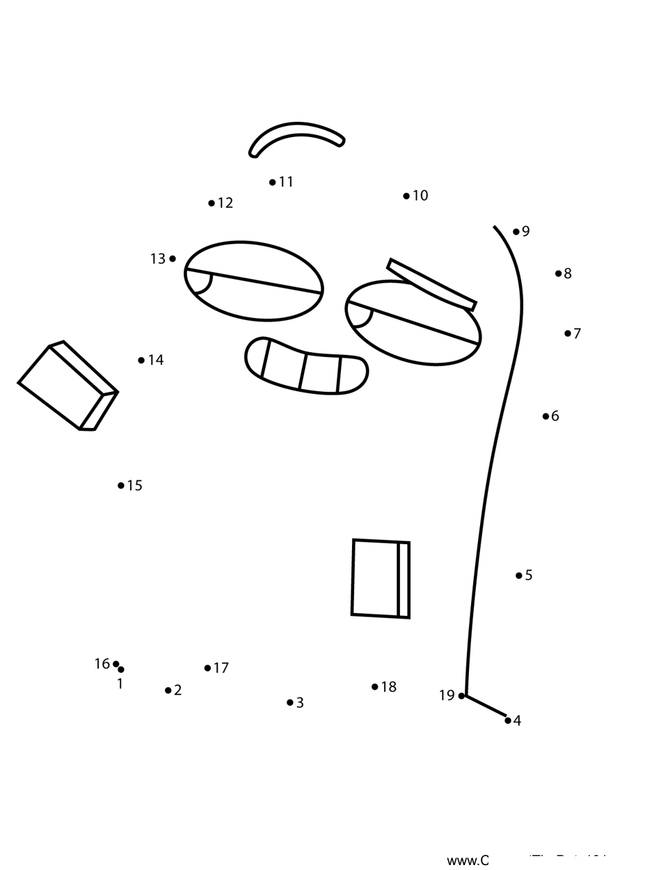 Brock-Smiling-Unikitty dot to dot worksheets