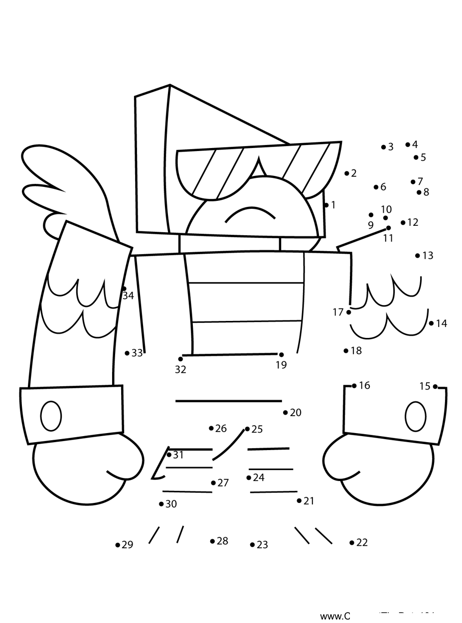 Hawkodile-Unikitty dot to dot worksheets