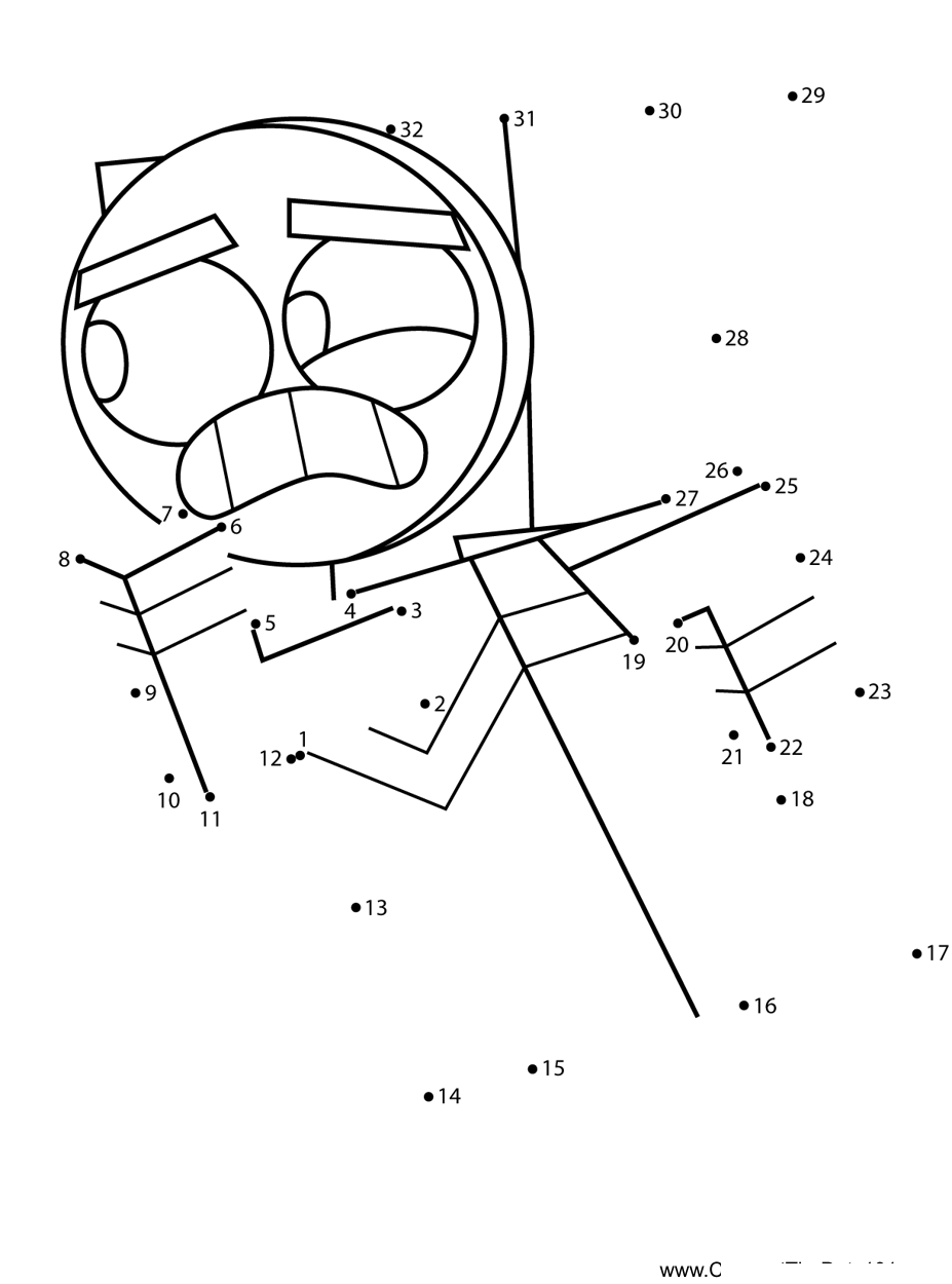 Master-Frown-Runing-Unikitty dot to dot worksheets