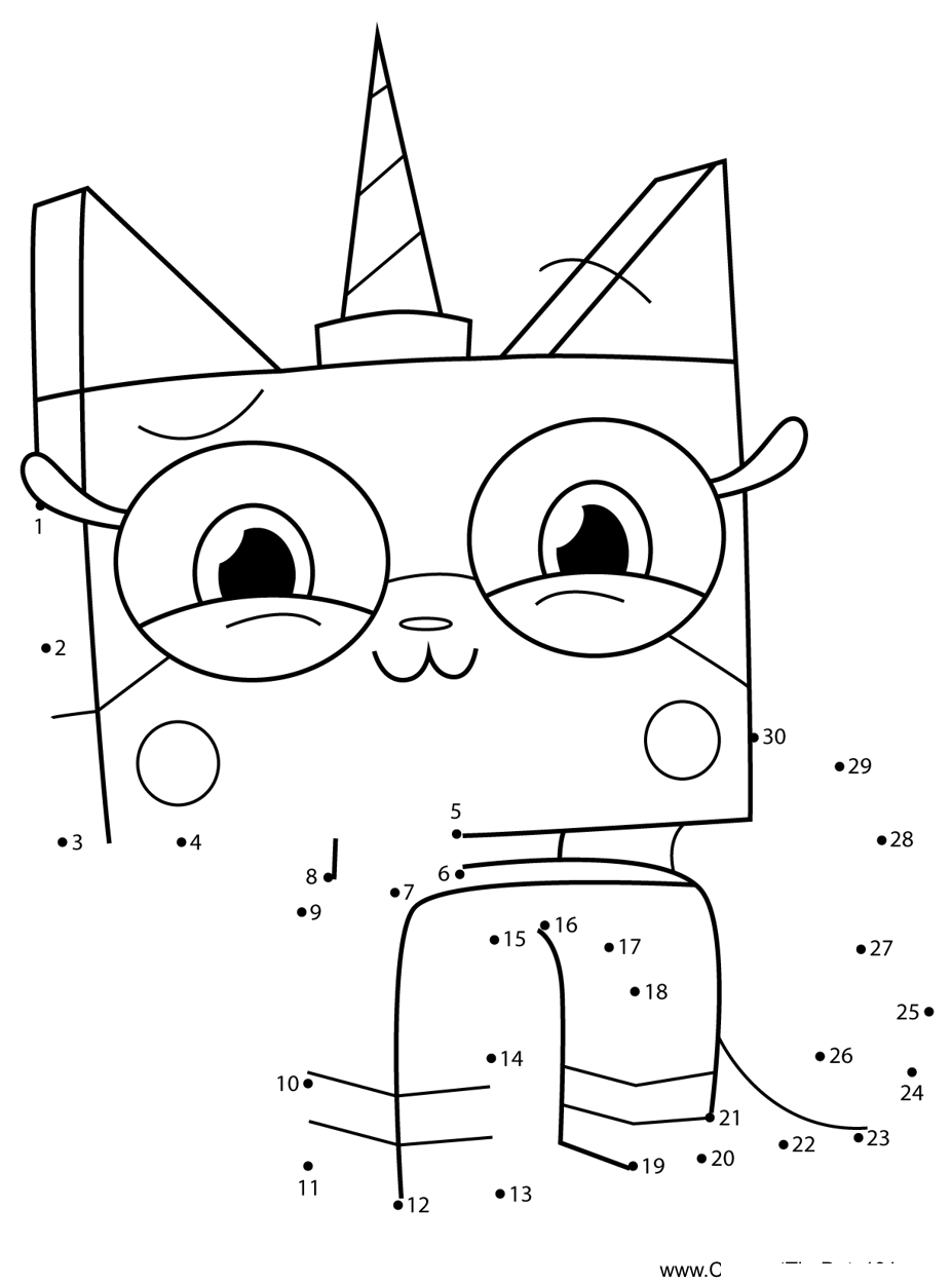 Princess-Unikitty-Eyes-Half-Closed-Unikitty dot to dot worksheets