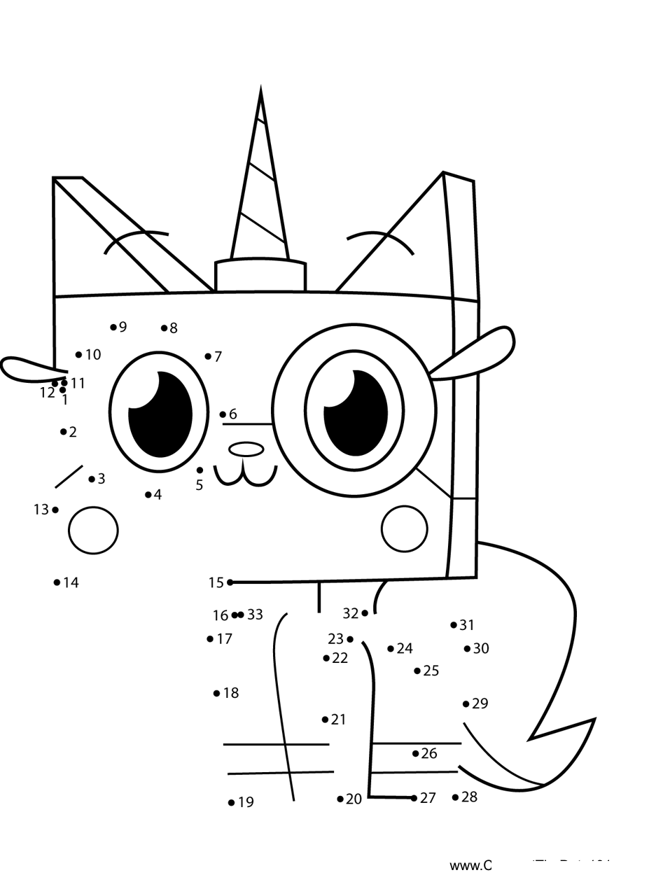 Princess-Unikitty-Unikitty dot to dot worksheets