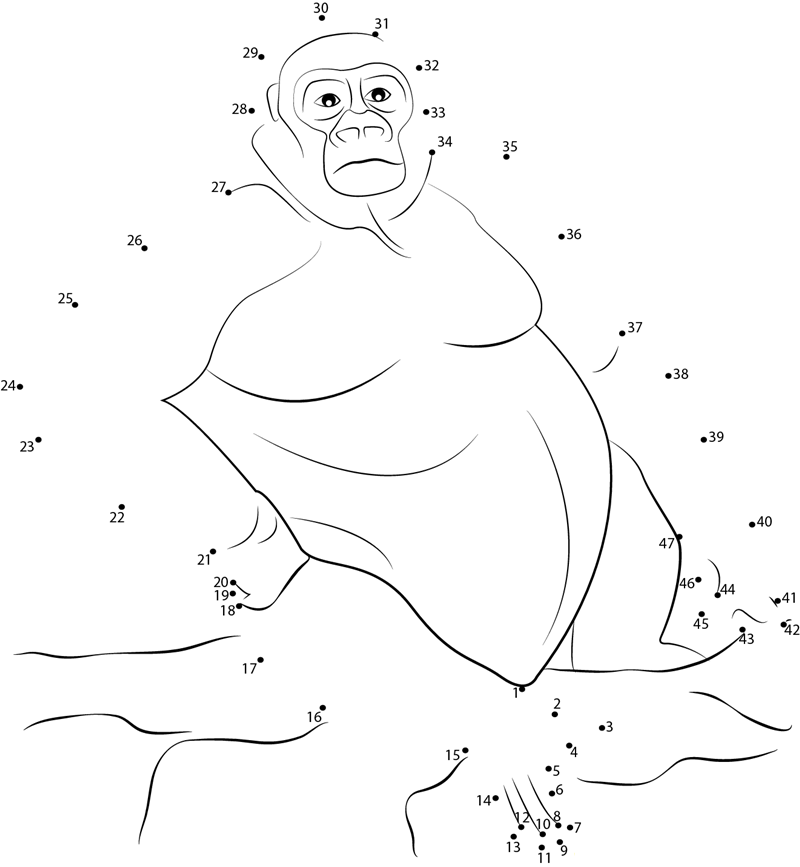 Gorilla Style printable dot to dot worksheet