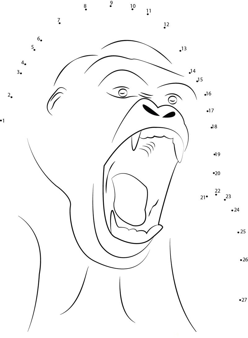 Rowdy Gorilla dot to dot worksheets