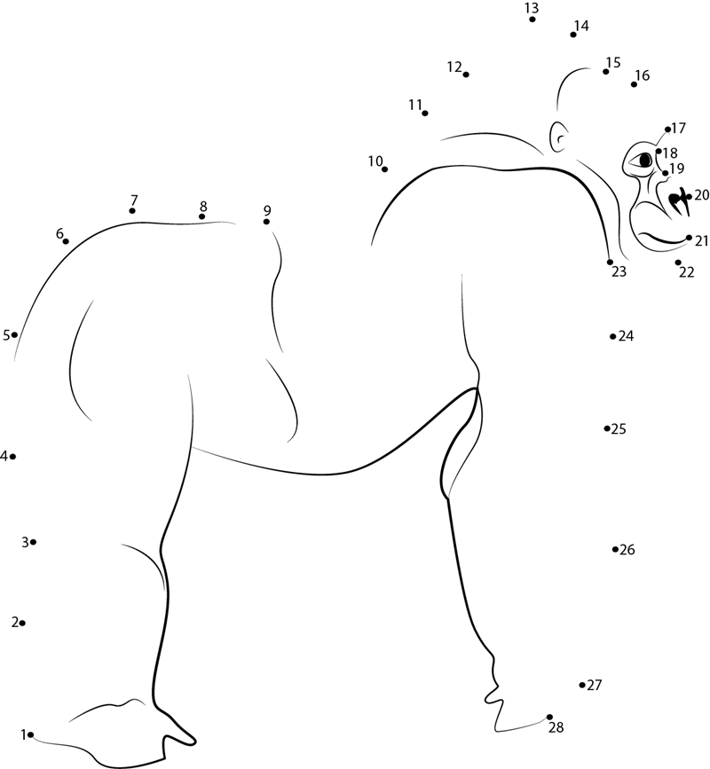 Standing Gorilla printable dot to dot worksheet