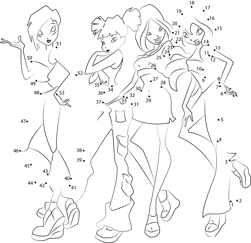 Winx Club Babe printable dot to dot worksheet