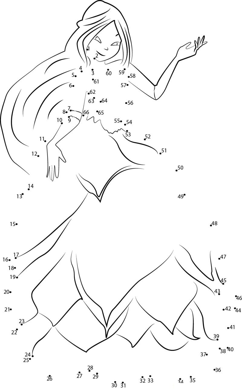 Winx Club Dancing Babe dot to dot worksheets